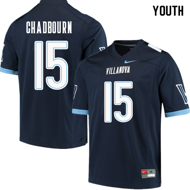 Youth #15 Brandon Chadbourn Villanova Wildcats College Football Jerseys Sale-Navy